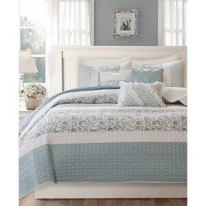 Madison Park 3pc Reversible Stella Cotton Percale Quilt Shams Bedding Set Full